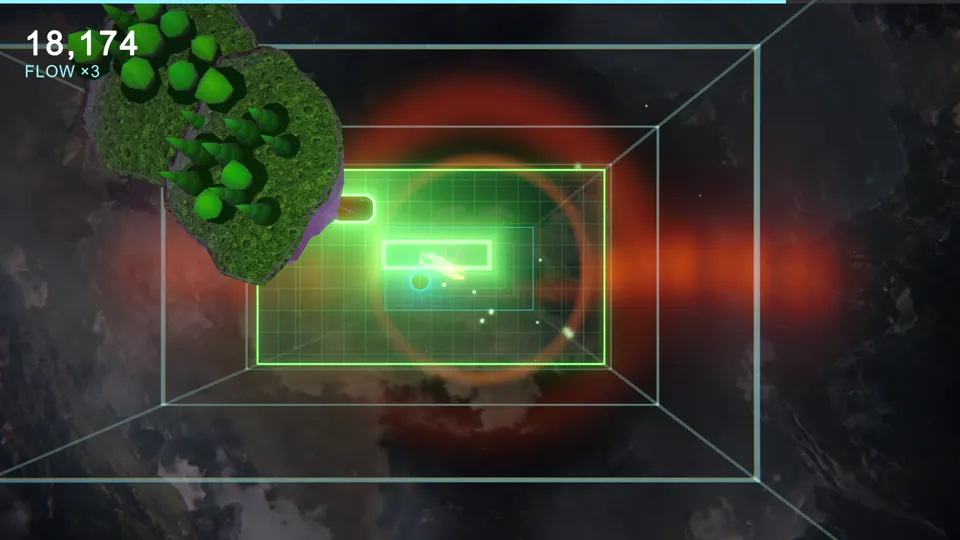 A floating island drifts through Hollow Earth