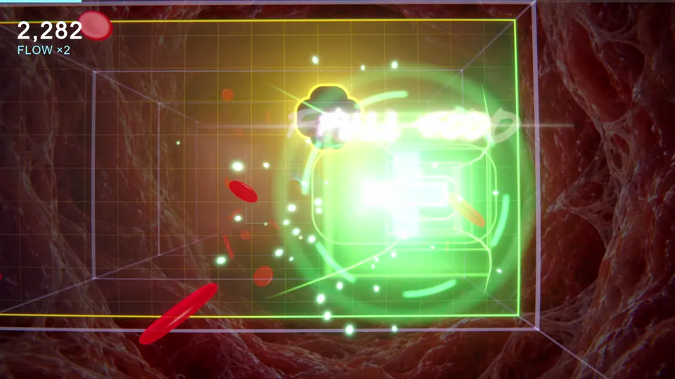 Red blood cells stream through the Biosystem